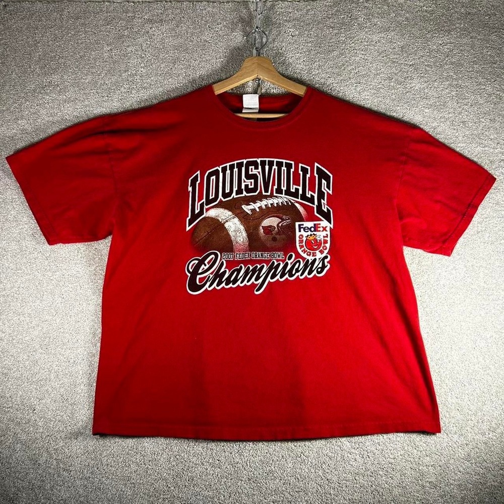Vintage 2007 Louisville Cardinals college football orange bowl graphic t-shirt